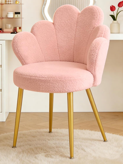 WAYTRIM - Silla de Cambiador Rosa con Respaldo para Maquillaje, Asiento de Cambiador, Silla de computadora para niñas con Patas Doradas adecuadas, Silla de diseño de pétalos de Flores para recámara