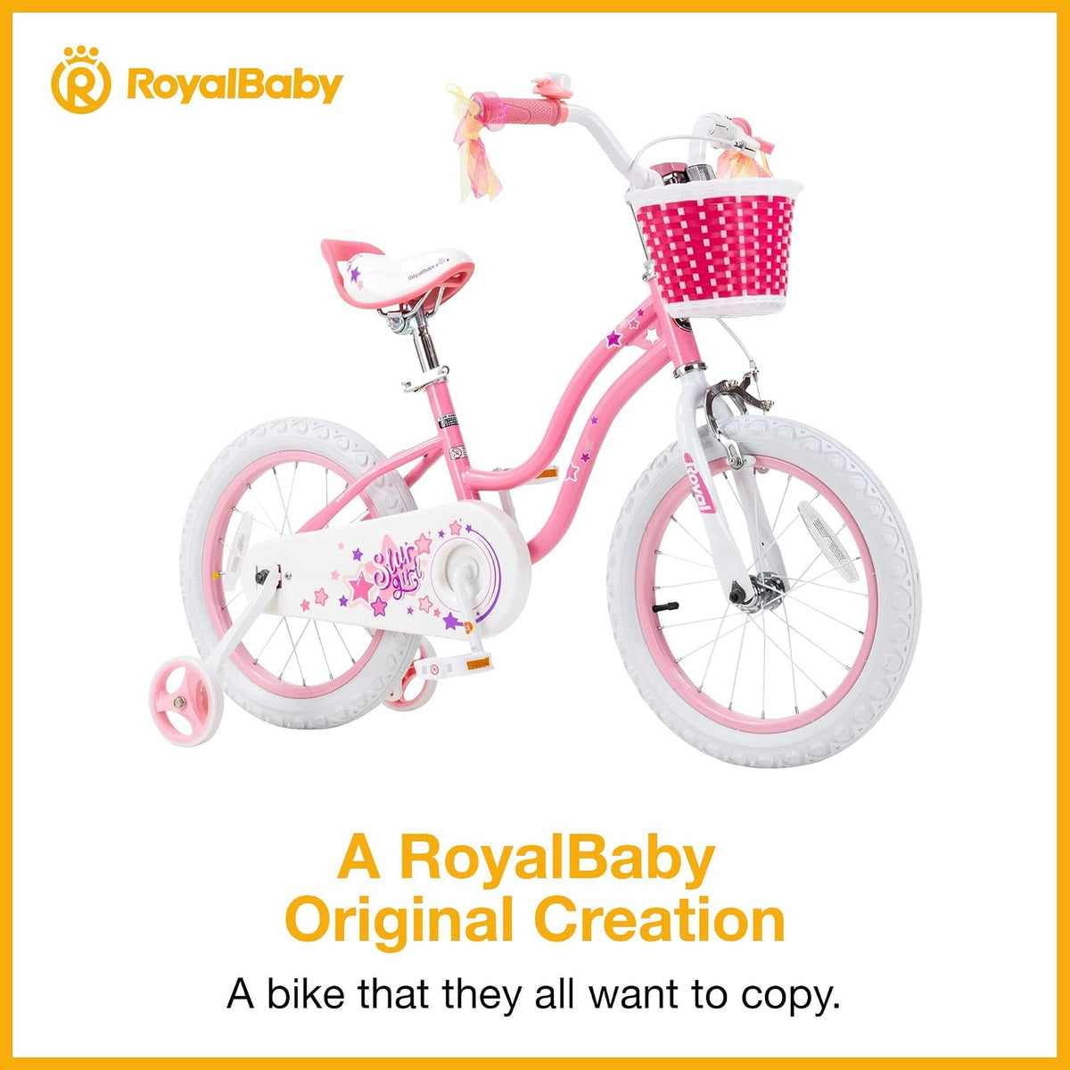 Royalbaby Stargirl - Bicicleta Infantil para niñas de 12 a 14 a 16 a 18 Pulgadas con Cesta para niños de 3 a 10 años