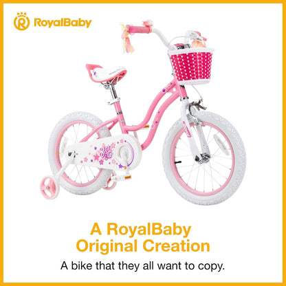 Royalbaby Stargirl - Bicicleta Infantil para niñas de 12 a 14 a 16 a 18 Pulgadas con Cesta para niños de 3 a 10 años