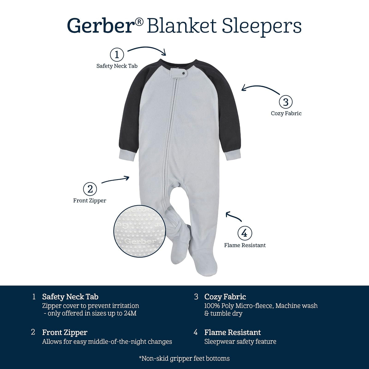 Gerber Pijama Festivo con pies de Forro Polar Resistente al Fuego para niños pequeños, Paquete de 2 Mamelucos para bebés y niños pequeños para Unisex bebé