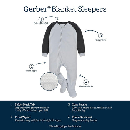 Gerber Pijama Festivo con pies de Forro Polar Resistente al Fuego para niños pequeños, Paquete de 2 Mamelucos para bebés y niños pequeños para Unisex bebé