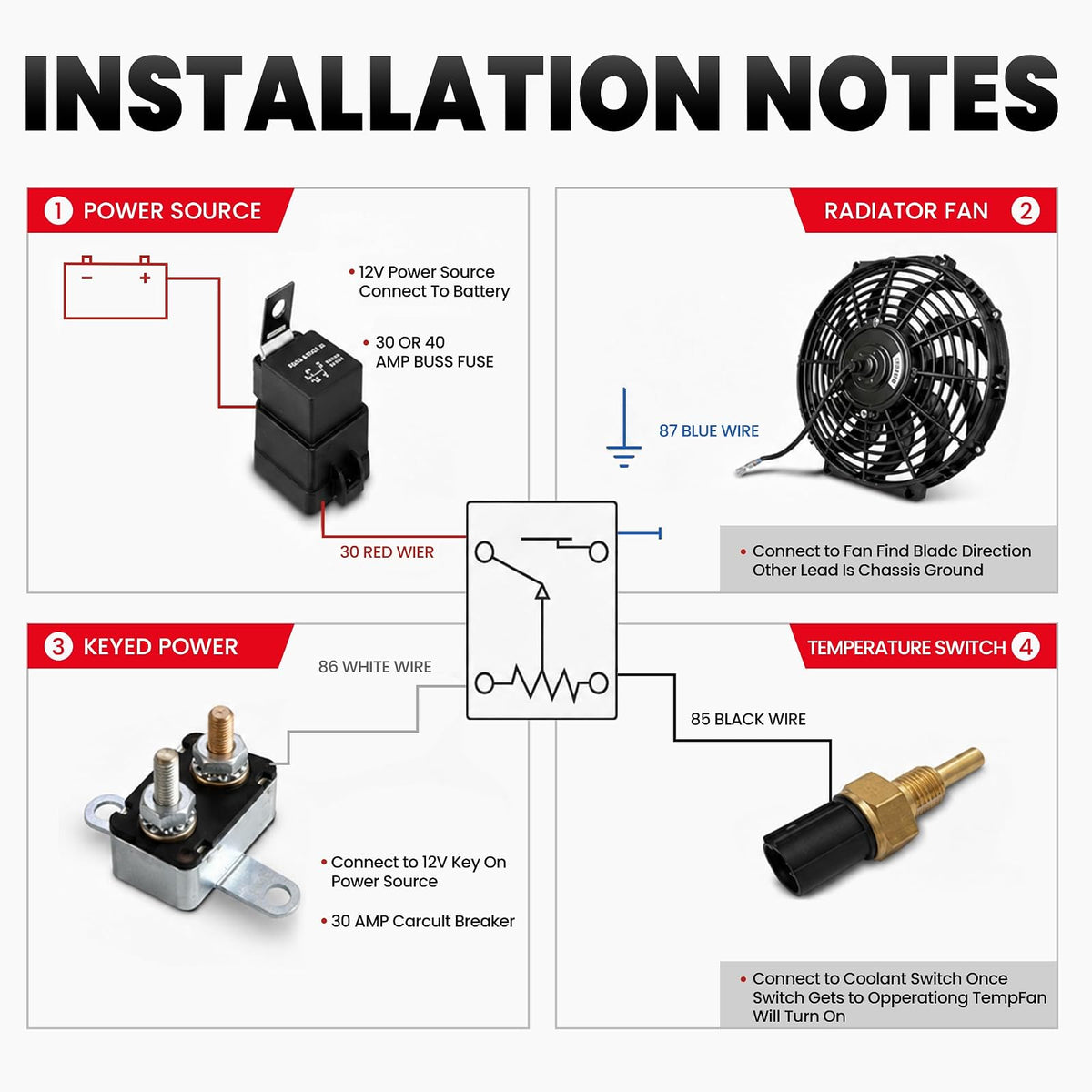 MOSTPLUS - Radiador eléctrico universal para ventilador delgado, 12 V + kit de montaje (7 pulgadas)