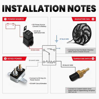 MOSTPLUS - Radiador eléctrico universal para ventilador delgado, 12 V + kit de montaje (7 pulgadas)