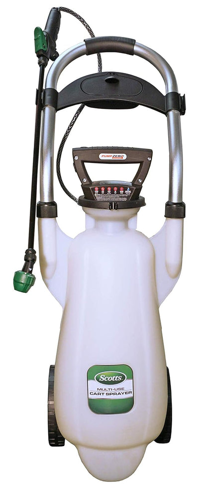 Scotts 190617 Bomba de Iones de Litio Zero Power con Ruedas pulverizador, 3 galones, Color Blanco