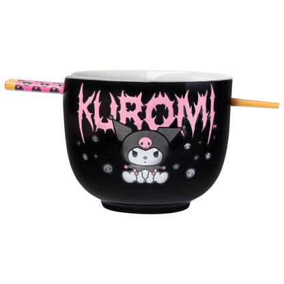 Silver Buffalo Tazón de Cerámica para Ramen con Palillos y Cuchara, 592 ml - Kuromi