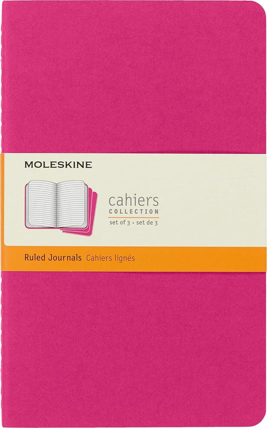 Moleskine Cahier Journal, Large, Ruled, Kinetic Pink (8.25 X 5)