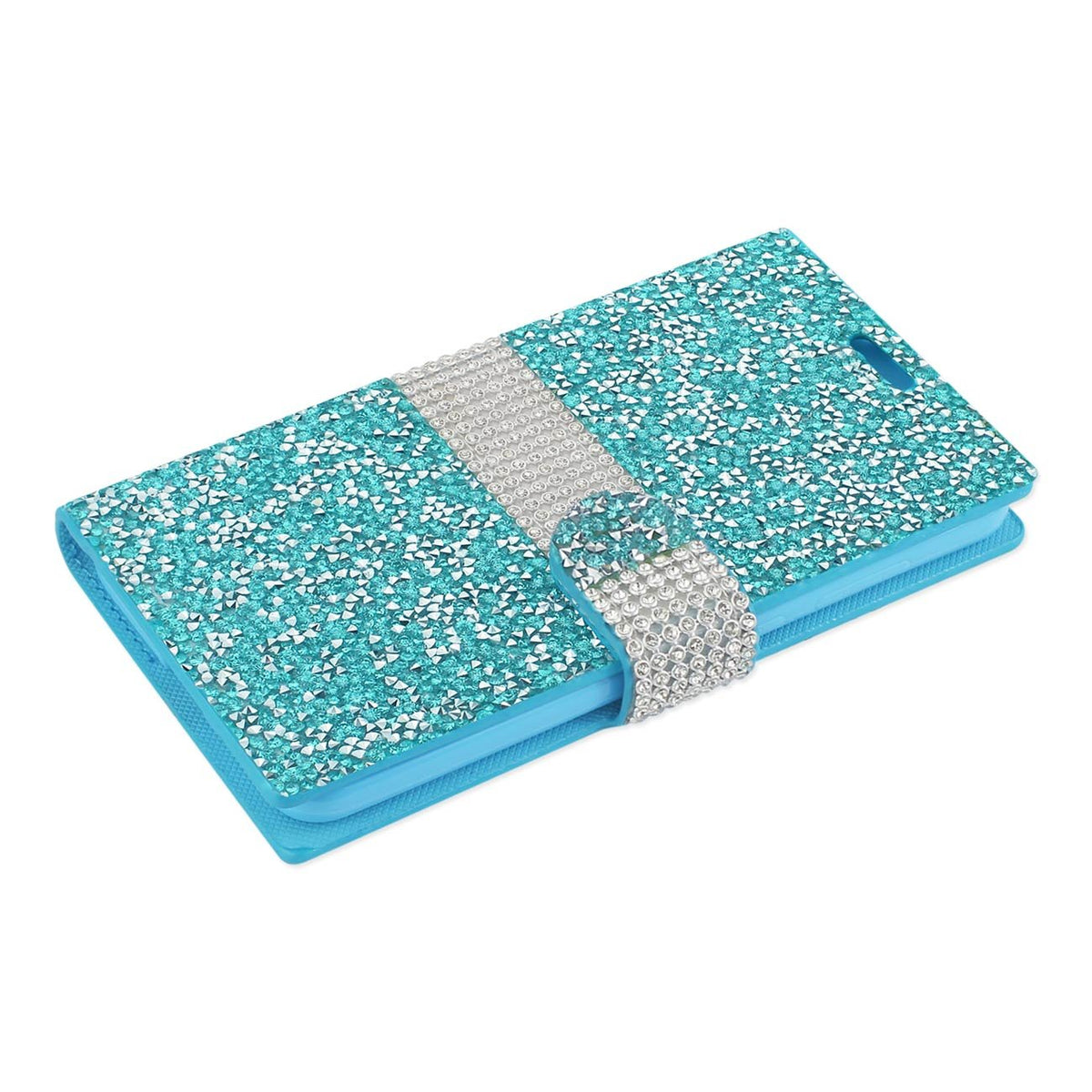 Reiko - Funda Tipo portafolios para ZTE Grand X4, diseño de Diamantes de imitación, Color Negro, Azul