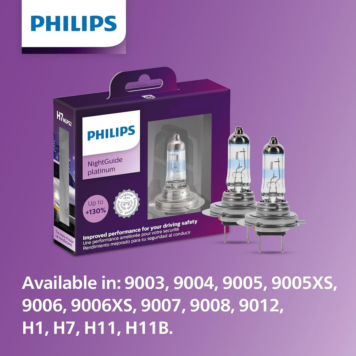 Philips Automotive Lighting 9005XS NightGuide Platinum - Foco para Faros Delanteros, Paquete de 2