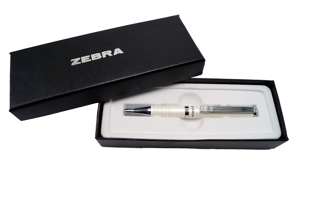 Zebra Mexico Bolígrafo Con Estuche, Pluma Slide Pen Punto Mediano 1,0 mm Tinta De Aceite Color Negro Cuerpo Color Blanco.