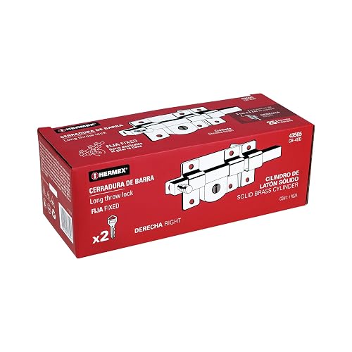 Hermex CB-40D, Cerradura de barra fija, derecha, acabado cromado