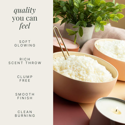 Hearth & Harbor - Bolsa de 4.53 kg Cera de Soya para Velas para Hacer Velas, Hojuelas de Cera de Soya Natural Premium, 100 Mechas de Algodón, 100 Pegatinas para Mechas y 2 Dispositivos de Centrado
