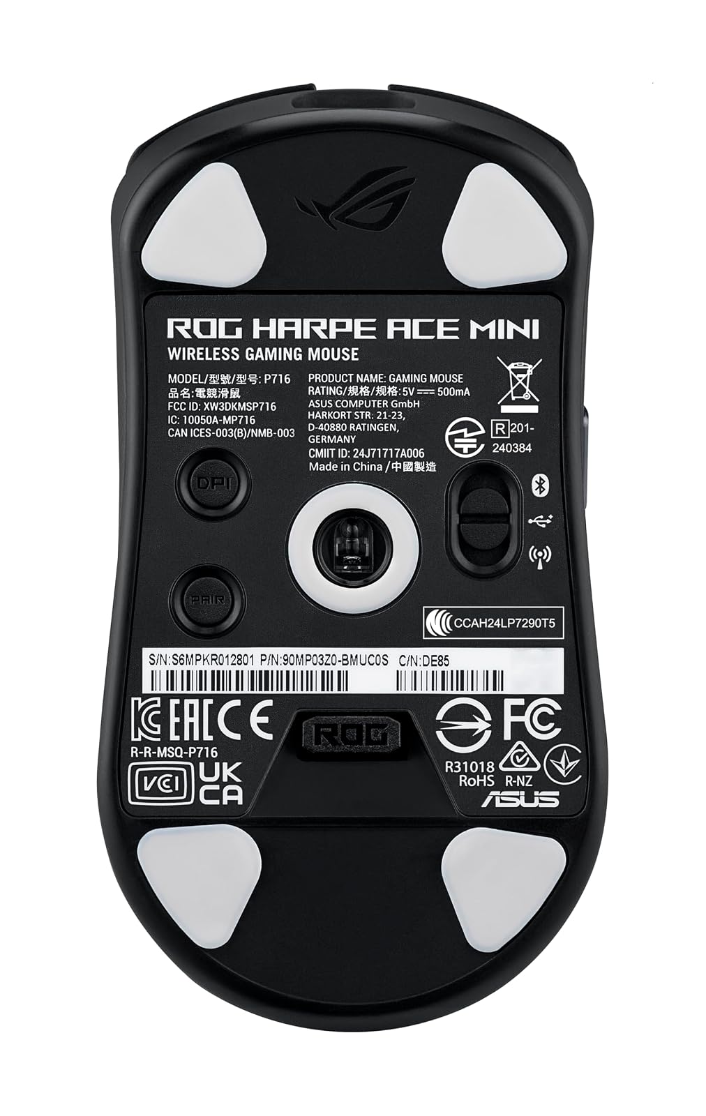 ASUS Mouse ROG USB 2.0 Type C TO Type A Bluetooth 117X63X37MM P716 ROG Harpe Ace Mini/BLK