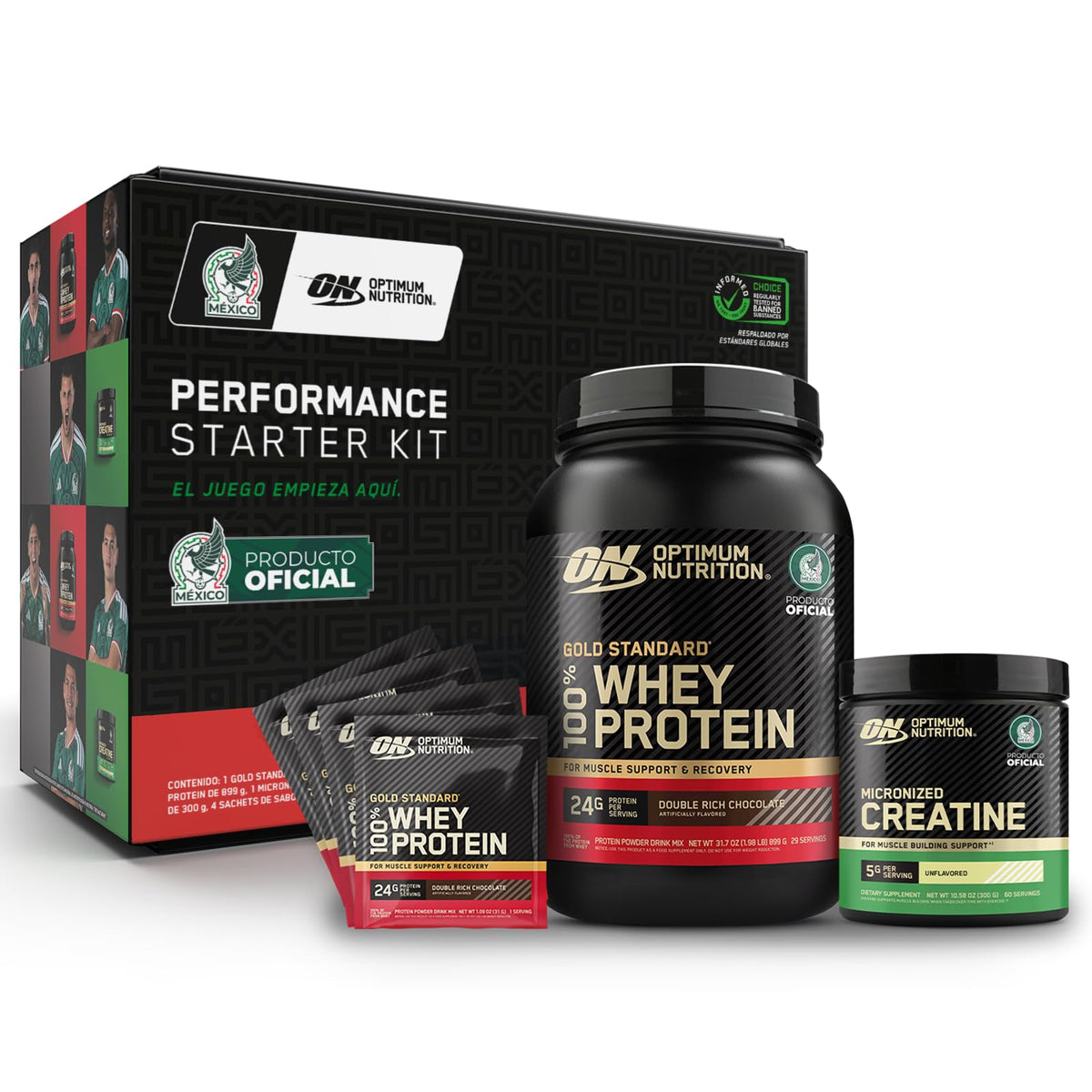 Optimum Nutrition Kit Inicial Proteína Whey + Creatina + Shaker - Double Chocolate