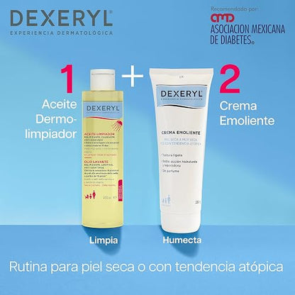 DEXERYL, Aceite de Ducha para Piel Seca o Sensible, Recomendado por la Asociación Mexicana de Diabetes, 200 ml