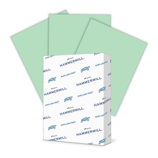 Hammermill Papel de color, papel de impresora verde de 26 libras, 8.5 x 11 pulgadas, 1 resma (500 hojas), fabricado en los Estados Unidos, papel pastel, 104380R