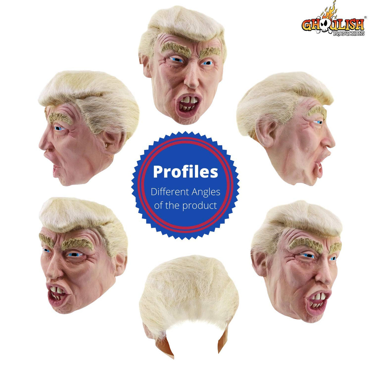 Máscara con Cabello de Presidente de USA, Máscaras de Personajes Famosos Ideal para Disfraz de Halloween