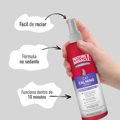 Nature's Miracle - Advanced Platinum - Spray Calmante para Gatos - 236 ml - para relajación y Reduce hioeractividad en Situacionesde estres - Funciona en 10 Minutos