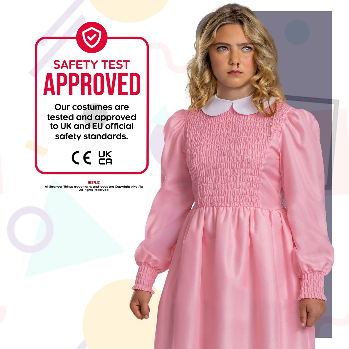Disguise Eleven - Disfraz de vestido rosa para niños, disfraz oficial de Stranger Things (talla L (10-12)