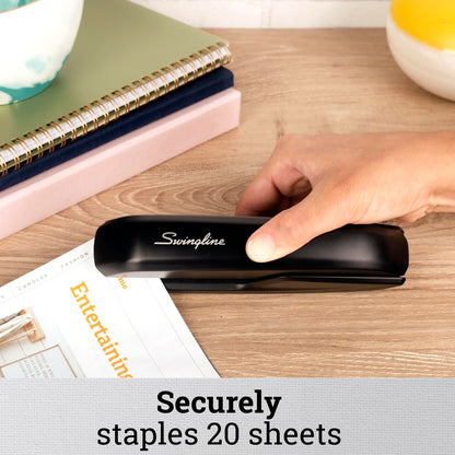 Swingline Grapadora estándar, capacidad de 20 hojas, versión ecológica, sin atascos, paquete de 2, negro (54501)