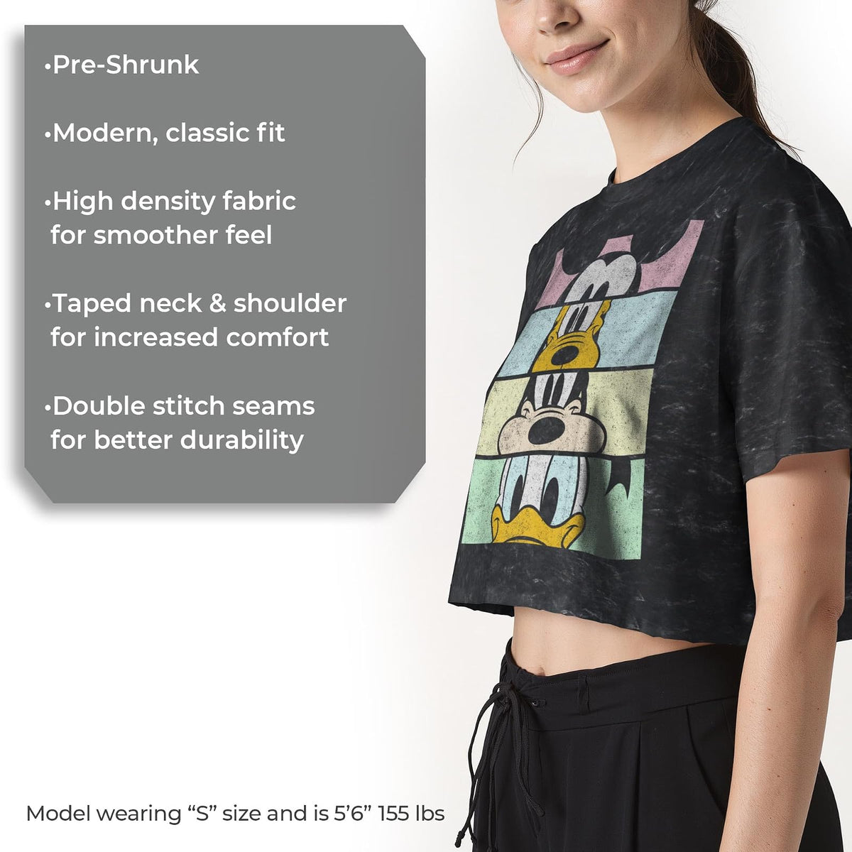 Disney Disney Characters Crew Crop - Playera Corta de Manga Corta para Mujer Camiseta para Mujer