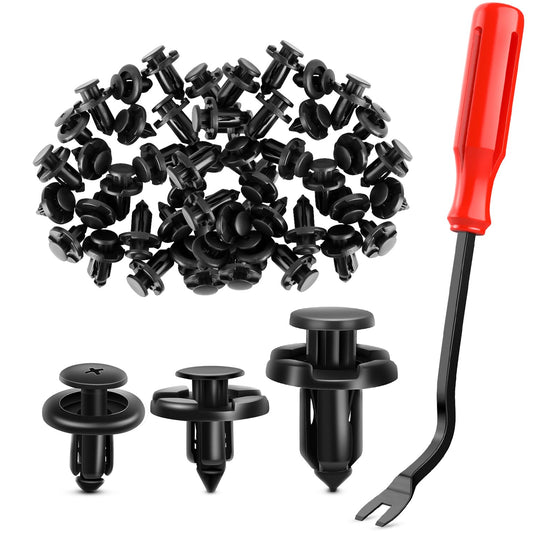 Gooacc Retenedores Tipo Empuje para Motor, Clips OEM para Toyota y Lexus, 100 Piezas con Removedor, GRC-80