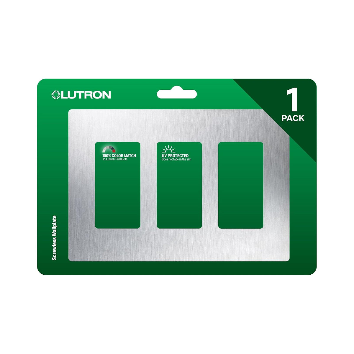 Lutron Claro Placa de pared de 3 pines, 1 paquete, Marrón - Acero inoxidable - 1 paquete