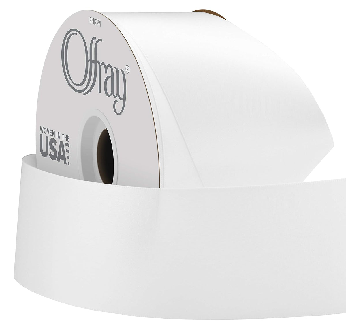Offray Craft Cinta de satén de Doble Cara, 7/20.3 cm de Ancho por 20-Yard Carrete, Blanco Antiguo, Blanco, 2-1/4 Inch x 50 Yard, 1 - Blanco - 2-1 - 4 Inch x 50 Yard