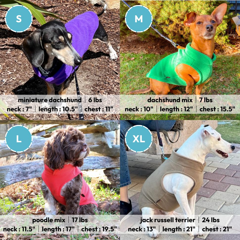 Gooby - Chaleco de forro polar para perro, color marrón, turquesa, talla XS – cálido suéter de forro polar con correa de junta tórica – Abrigo de invierno para perro pequeño – Ropa de perro para clima frío para perros pequeños macho o hembra
