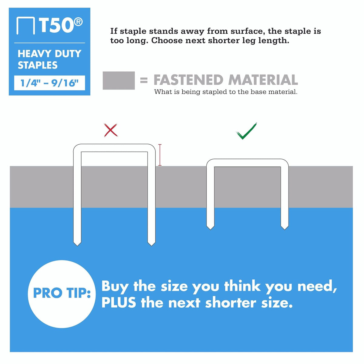Arrow Fastener 504IP - Grapas T50 resistentes para tapicería, construcción, muebles, manualidades, tamaño de corona de 3/8 pulgadas, longitud de pierna de 1/4 pulgadas, paquete de 5000