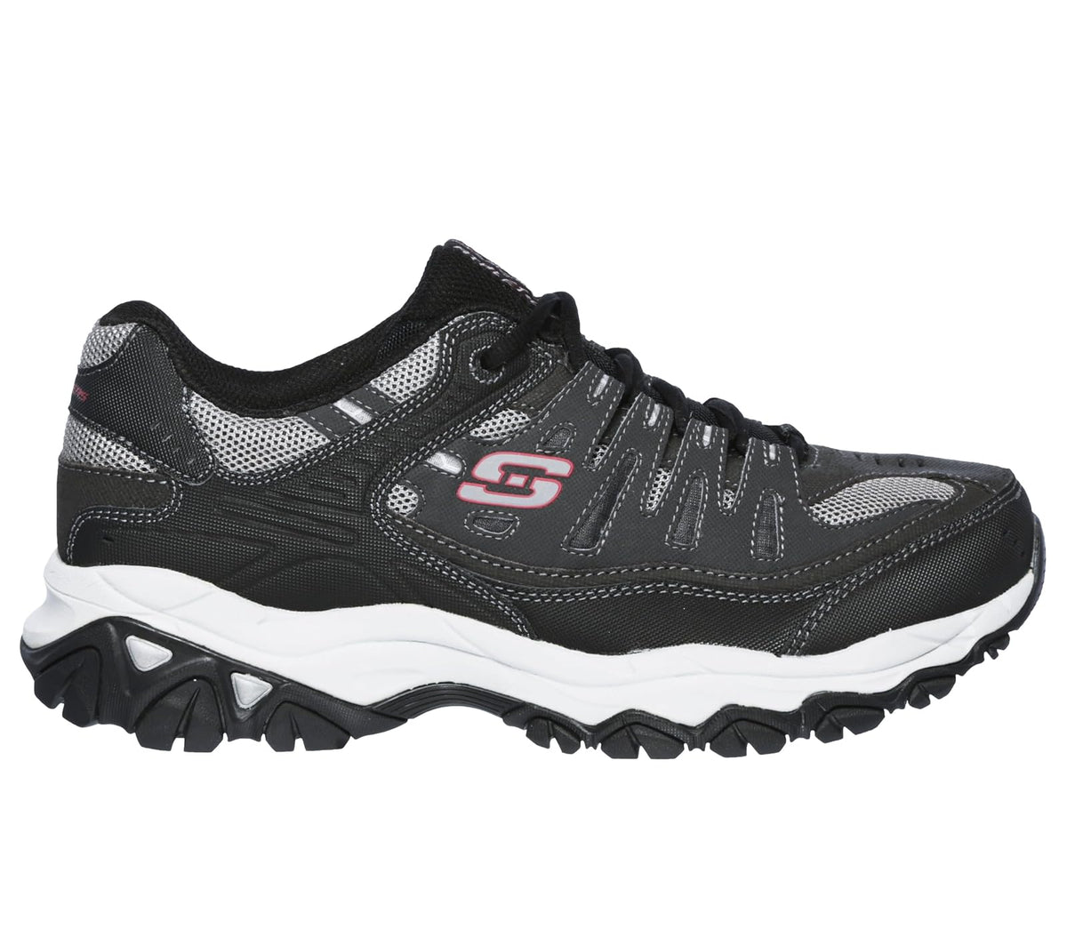 Skechers Men's Afterburn M. Fit | Espuma viscoelástica, entresuela Articu-Lyte, parte superior de piel y malla, informal, con cordones tradicionales