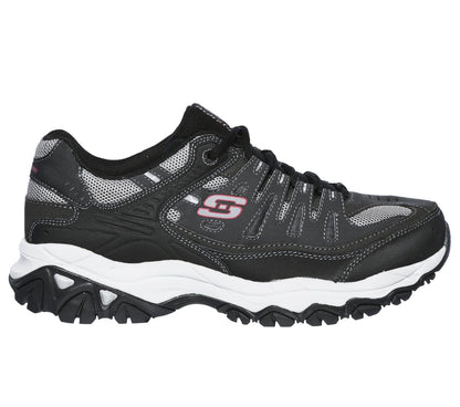 Skechers Men's Afterburn M. Fit | Espuma viscoelástica, entresuela Articu-Lyte, parte superior de piel y malla, informal, con cordones tradicionales