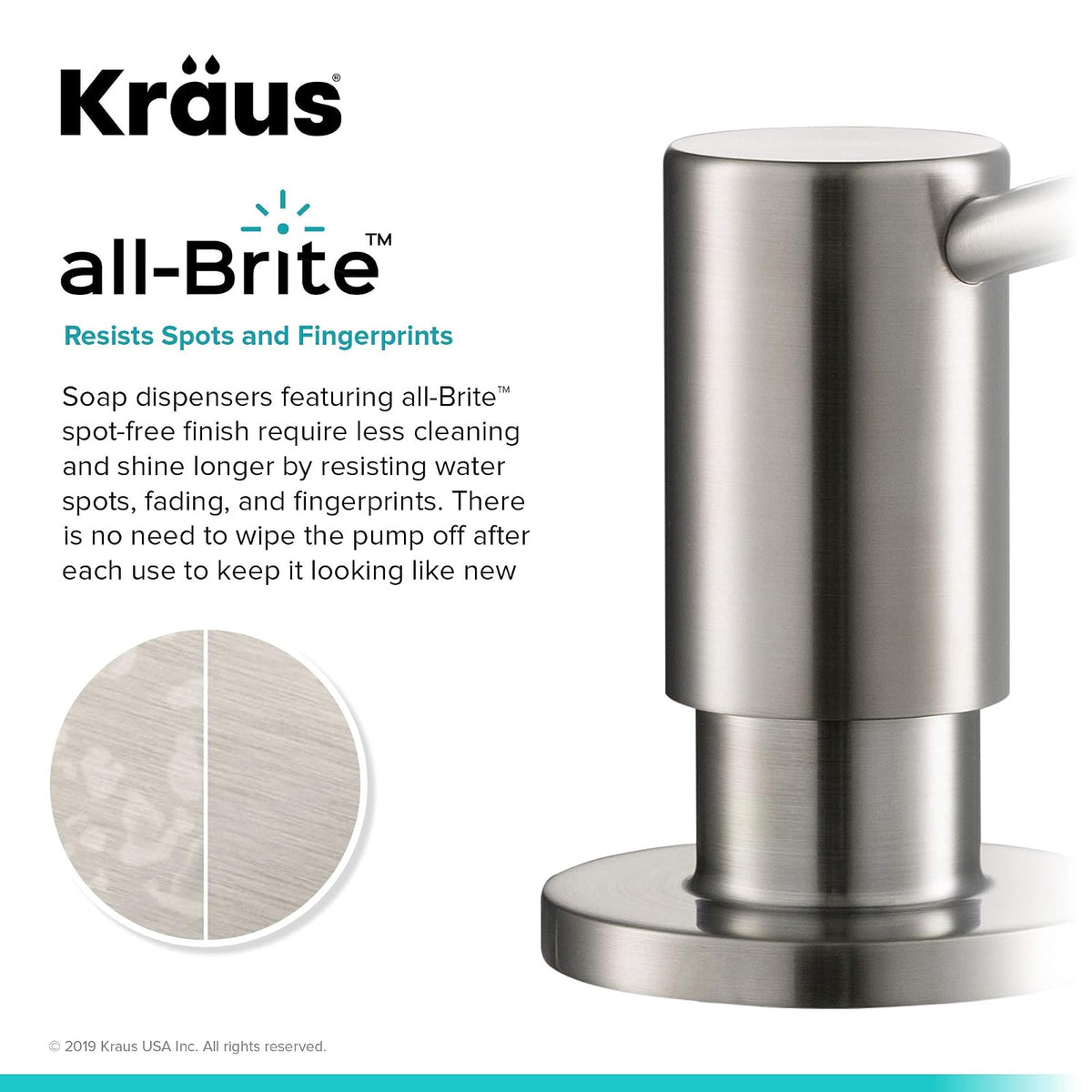 Kraus KSD-43SFS - Dispensador de jabón y loción de Cocina en Acero Inoxidable sin Puntos
