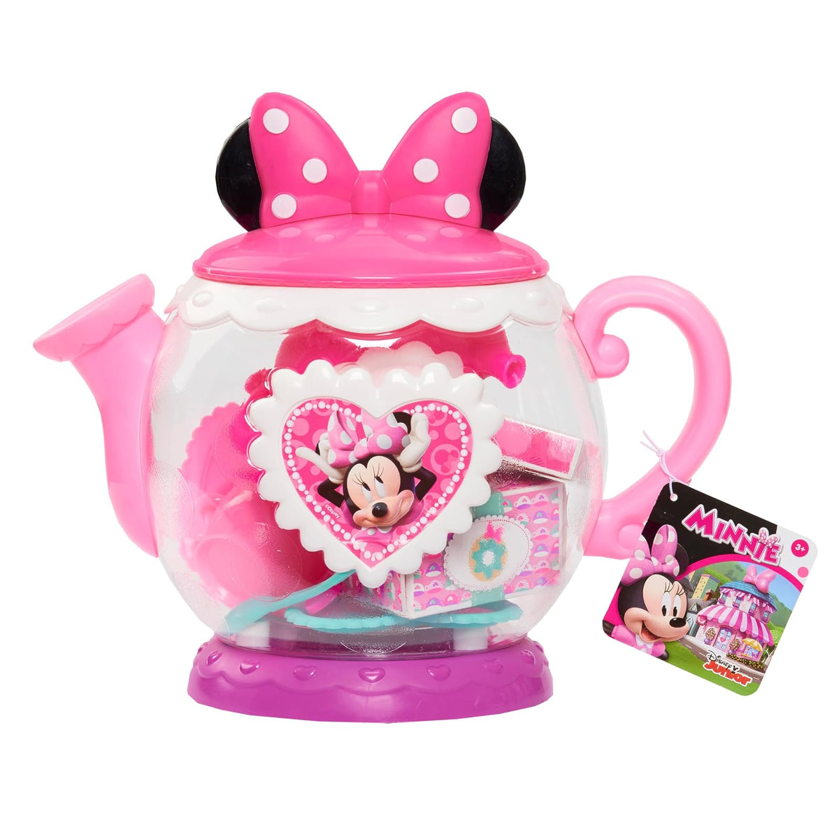 Just Play - Tetera de Minnie Mouse de Disney, Juego de té Preescolar, 14 Piezas, Juguetes para niños para Edades de 3 años