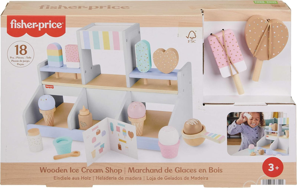 Fisher-Price Juguete para Bebés Set Mi Primera Heladería de Madera para niños de 3 años en adelante