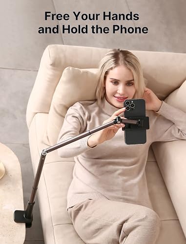 JSAUX - Soporte para teléfono para computadora y Cama, Compatible con iPhone 16, 15, 14, 13, 12, Soporte para teléfono de Cuello de Cisne Flexible 360, Clip de Abrazadera de Brazo Largo Perezoso para