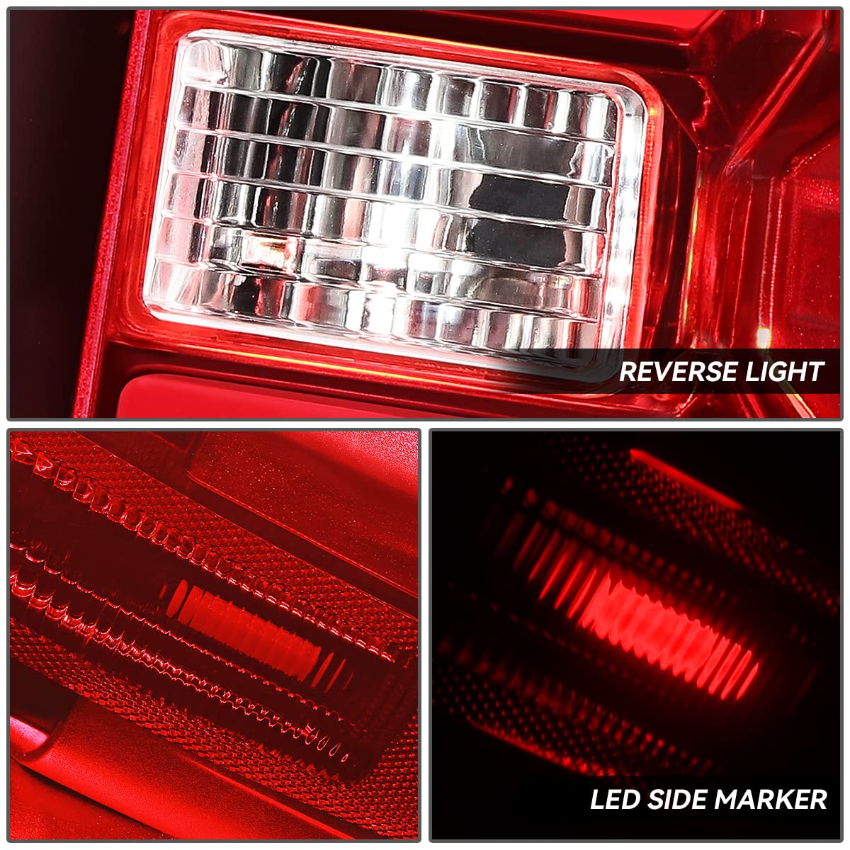 DNA MOTORING TL-ZTL-002E-RD Par de Luces traseras LED de Freno compatibles con 15-19 Silverado 2500 HD 3500 HD/Sierra 3500 HD, Lente Transparente roja