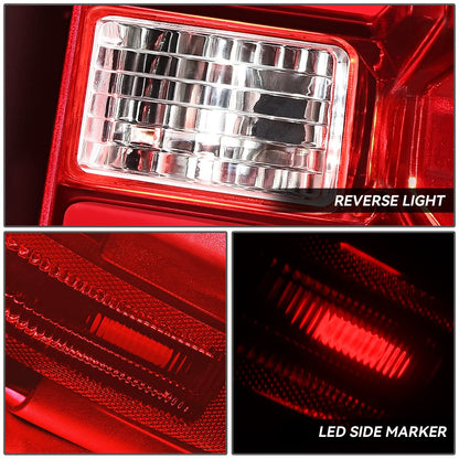 DNA MOTORING TL-ZTL-002E-RD Par de Luces traseras LED de Freno compatibles con 15-19 Silverado 2500 HD 3500 HD/Sierra 3500 HD, Lente Transparente roja