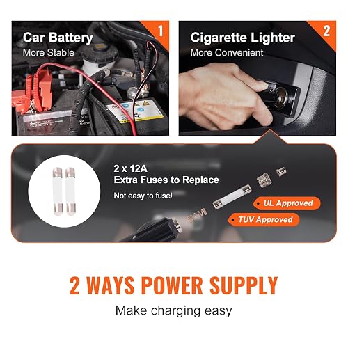 VEVOR Kit de Gato Hidráulico Eléctrico de 5T 12V Elevador Automático de Automóvil 155-450 mm Gato Elevador con Llave de Impacto Luz LED Inflador de Neumáticos para Carretera SUV Sedán o Cualquier Vehículo