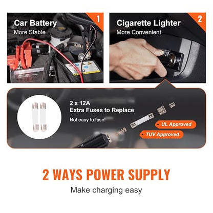 VEVOR Kit de Gato Hidráulico Eléctrico de 5T 12V Elevador Automático de Automóvil 155-450 mm Gato Elevador con Llave de Impacto Luz LED Inflador de Neumáticos para Carretera SUV Sedán o Cualquier Vehículo