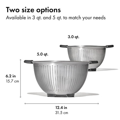 OXO Good Grips - Colador de acero inoxidable de 5 cuartos de galón/4,7 L | OXO Good Grips Colador - Capacidad de 5 cuartos de galón, acero inoxidable