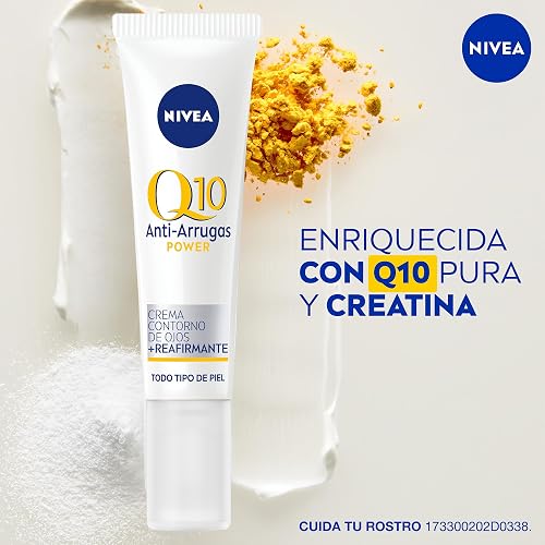 NIVEA Crema Reafirmante para el Contorno de Ojos Q10 (15 ml) - Tratamiento Antiarrugas, Estimula la Generación de Colágeno y Reduce las Líneas de Expresión - Ideal para Todo Tipo de Piel