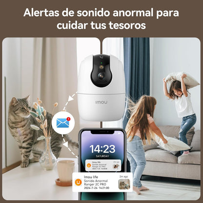 Imou Ranger Pro Cámara de Seguridad WiFi 6 Interior 5MP con Visión Nocturna Full Color, Detección de Personas y Mascotas, Seguimiento Inteligente y Audio Bidireccional