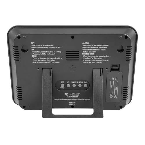La Crosse Technology W88631 Reloj de Pared Digital atómico Negro con Temperatura