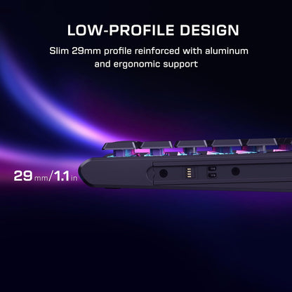 Turtle Beach Command Series KB7 TKL Teclado para Juegos con Cable, visualización táctil de 4.3 Pulgadas, interruptores de Efecto de Sala de Perfil bajo Titán, Teclas PBT de Doble Disparo, sondeo