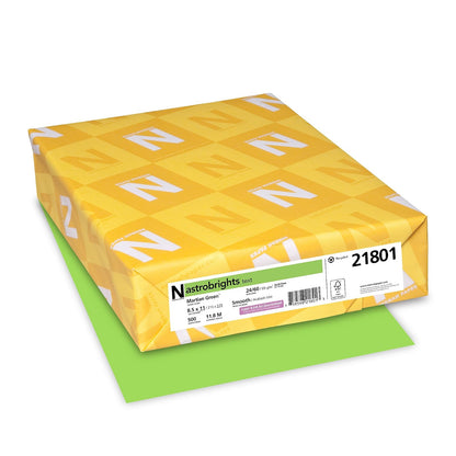 Neenah Astrobrights - Papel de color de alta calidad, 25 libras, 8.5 x 11 pulgadas, 500 hojas, verde marciano (WAU21801)