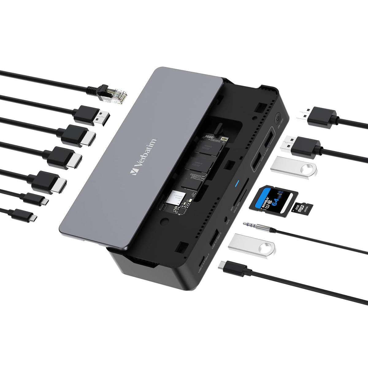 Verbatim Estación de Acoplamiento USB-C Pro 17 en 1, HDMI 4K/8K, PD 100 W - Artículo individual