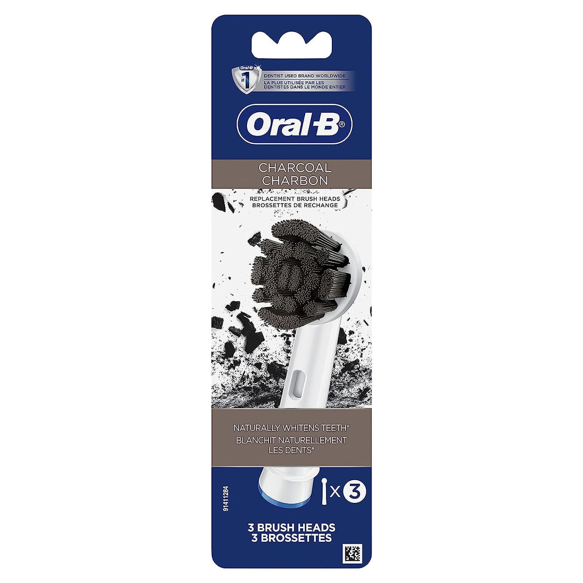 Oral-B Cabezales de repuesto para cepillo de dientes eléctrico de carbón, 3 unidades