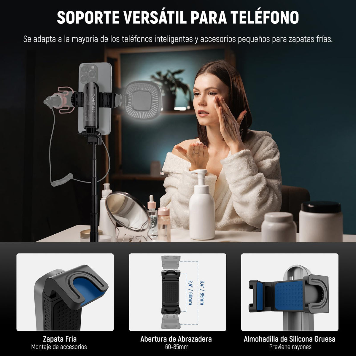 NEEWER Palo Selfie con Obturador Remoto Bluetooth Desmontable, Trípode Viaje Plegable y Ligero para iPhone, 360° Soporte Teléfono Zapata Fría para Youtube/TikTok Vlogs Fotografía en Vivo, Negro, P15