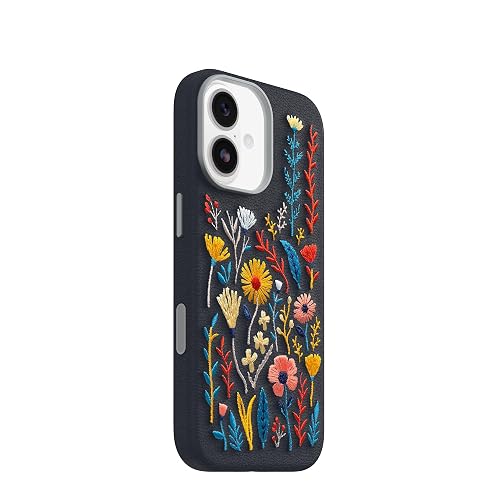 OtterBox - Funda para iPhone 17 Symmetry Series Cactus con Bordado de Piel – Jardín Encantado – Azul – Texturado, Bordado Floral artístico para iPhone