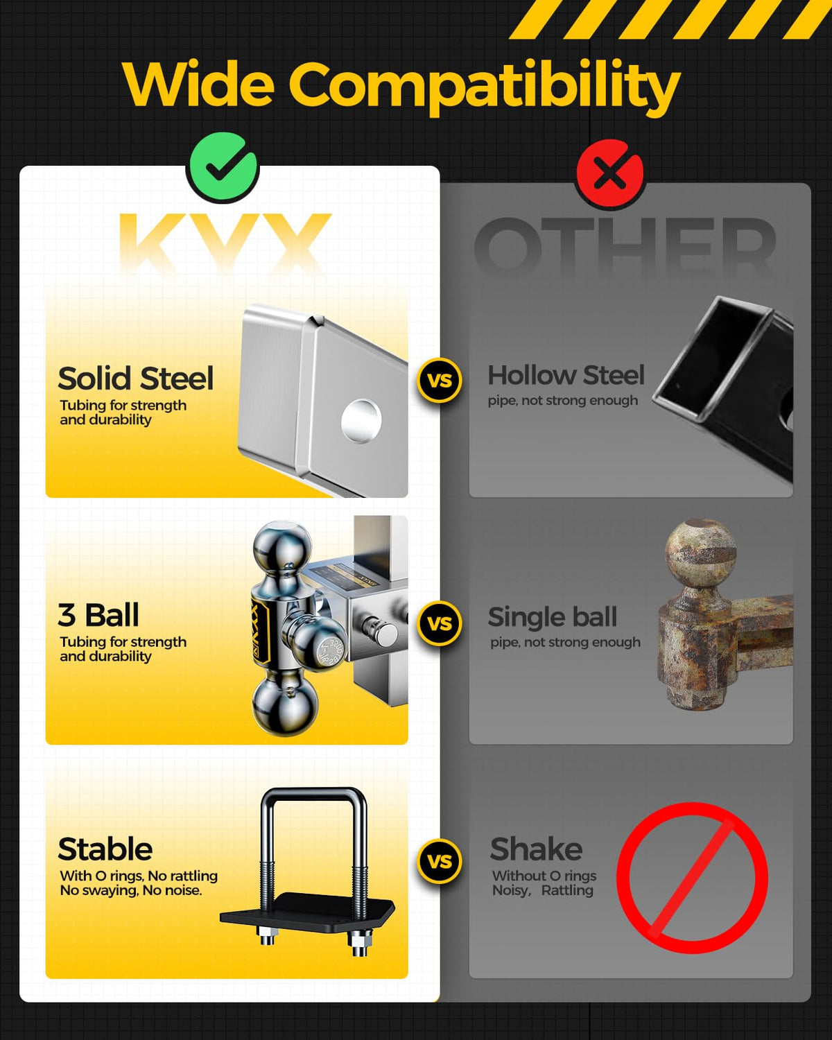 KYX Enganche de Remolque Ajustable de Aluminio 2 Pulgadas 12000 Libras